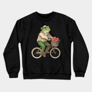 Funny Frog On A Bike Crewneck Sweatshirt